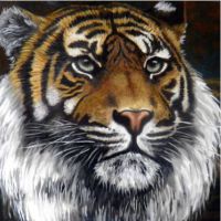 Dierportret van tijger. Wildlife schilderij met olieverf.