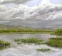 Opkomende storm. Getekend met pastelkrijt.