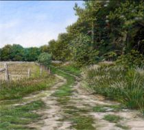 Reeloop bij Heeze. landschap met pastelkrijt.